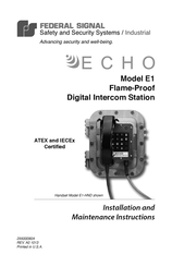 Federal Signal Corporation E1 Installation And Maintenance Instructions Manual