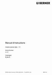 Berner 061355 Instruction Manual/Safety Instructions