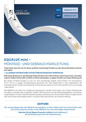 Barthelme AQUALUC mini Instructions For Installation And Operation Manual