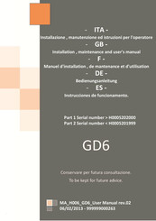 grandimpianti DG6 Installation, Maintenance And User Manual