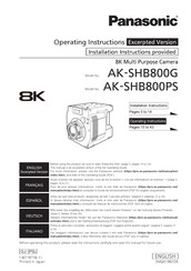 Panasonic AK-SHU800 Operating Instructions Manual
