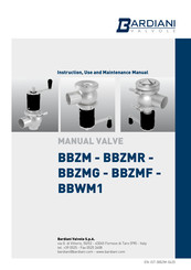 Bardiani Valvole BBZMF Instruction, Use And Maintenance Manual