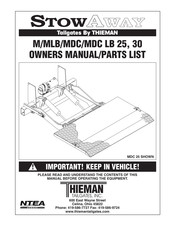 THIEMAN StowAway MDCLB 25 ET Owner's Manual & Parts List