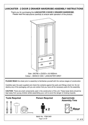 Big Furniture Warehouse Lancaster GX-LAN22WGRY Assembly Instructions Manual