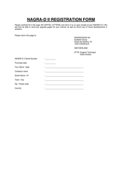 Nagra NAGRA-D II Operating Instructions Manual