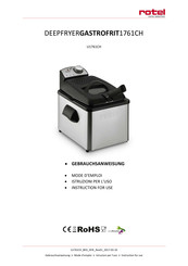 Rotel GASTROFRIT Instructions For Use Manual