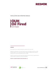 Reznor OUH 90 Installation And Operating Manual
