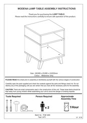 BIG FURNITURE WAREHOUSE MODENA G-MDNLAMGRY Assembly Instructions Manual
