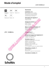 SCHOLTES LTE 14-3206 A+ Operating Instructions Manual