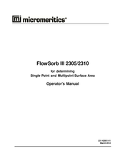 Micromeritics FlowSorb III 2305 Operator's Manual