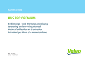 Valeo BUS TOP PREMIUM Operating And Servicing Manual