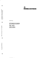 Rohde & Schwarz GC 003 Manual