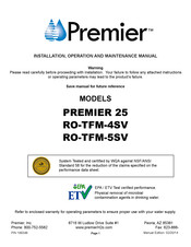 Premier RO-TFM-5SV Installation, Operation And Maintenance Manual