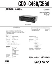 Sony CDX-C460 - Fm/am Compact Disc Player Service Manual