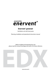 enervent EDX Planning, Installation And Operational Instructions Manual