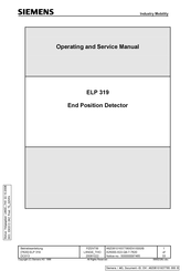 Siemens ELP 319 Operating And Service Manual