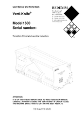 Redexim Verti-Knife 1600 User Manual And Parts Book