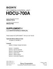 Sony HKCU-702 Maintenance Manual Supplement