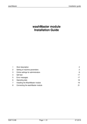 Schulthess washMaster module Installation Manual