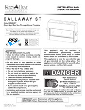 kozy heat CALLAWAY ST Installation And Operation Manual