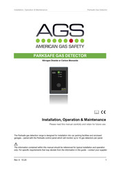 AGS PARKSAFE GAS DETECTOR Installation Operation & Maintenance