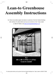 Summer Garden Buildings Lean-to Greenhouse Assembly Instructions Manual