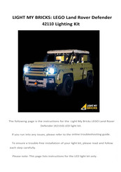 Light My Bricks LEGO Land Rover Defender 42110 Manual