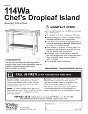 Whittier Wood Furniture 114Wa Chef's Dropleaf Island Assembly Instructions Manual