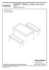 Next Dorset Table 938913 Assembly Instructions Manual