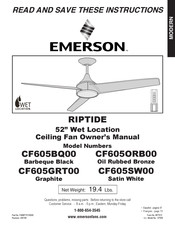 Emerson RIPTIDE CF605GRT00 Owner's Manual