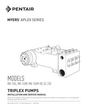 Pentair Myers Aplex MA-155L Installation And Service Manual