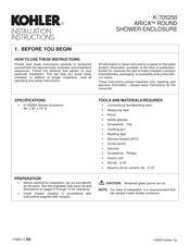 Kohler ARICA K-705250 Installation Instructions Manual