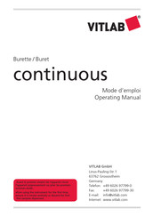 Vitlab 1620507 Operating Manual
