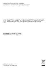 Sirius Satellite Radio SLT976 Installation, Use And Maintenance Instruction