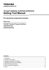 Toshiba TCB-IFCG2TLE Setting Tool Manual