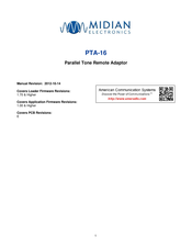 Midian Electronics PTA-16 Manual