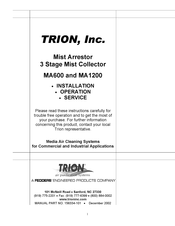 Trion MA600 Installation, Operation And Service