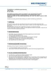 Heitronic 34143 Installation And Operating Instructions Manual