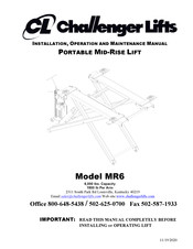 Challenger Lifts MR6 Installation, Operation And Maintenance Manual
