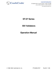 CashCode ST-07 Series Operation Manual