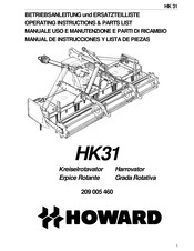 Howard HK31 Operating Instructions & Parts List Manual