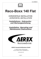 AEREX Reco-Boxx 140 Flat Installation, Operating And Maintenance Instructions