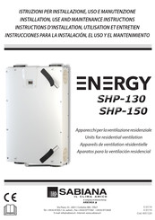 Sabiana Energy SHP-130 Installation, Use And Maintenance Instructions