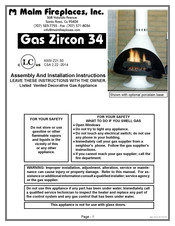 Malm Fireplaces ZIRCON 34 Assembly And Installation Instructions Manual