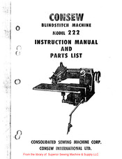 Consew 222 Instruction Manual And Parts List