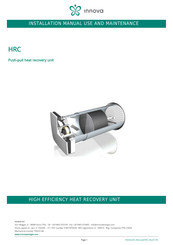 Innova HRC Installation Manual - Use And Maintenance
