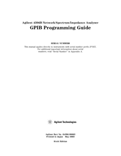 Agilent Technologies Agilent 4396B Gpib Programming Manual
