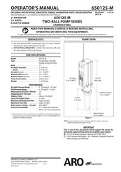 Aro TWO-BALL PUMP Series Operator's Manual