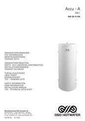 OSO HOTWATER Accu A 100 Installation Manual