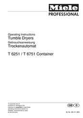 Miele professional T 6251 Operating Instructions Manual